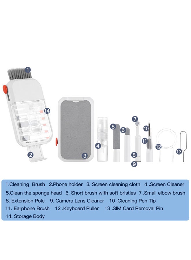 SJet 14 in 1 Electronic Cleaning Kit, Keyboard Cleaner, Multi-Functional Tool for PC, Laptop, Monitor, Earbuds, Phone & Bluetooth Earphones, Portable (White) - Image 2
