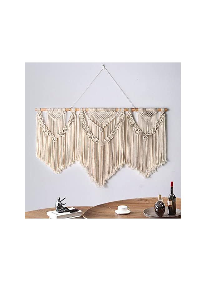The Bros Large Macrame Wall Hanging Wide Boho Handmade Woven Tapestry Wall Decor for Bedroom Living Room Home Including Hanging Rod 110x82cm - Image 4