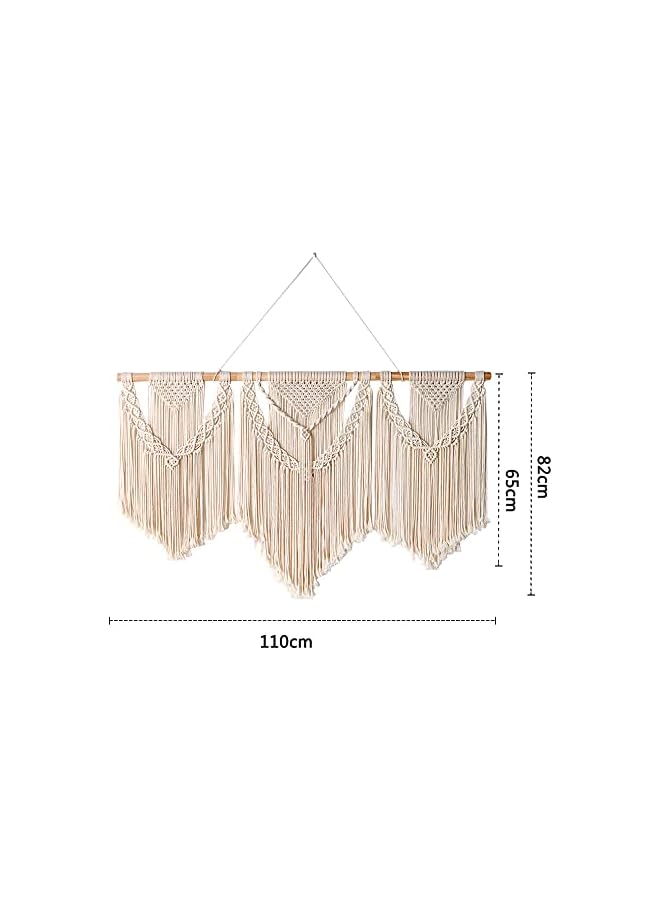 The Bros Large Macrame Wall Hanging Wide Boho Handmade Woven Tapestry Wall Decor for Bedroom Living Room Home Including Hanging Rod 110x82cm - Image 2