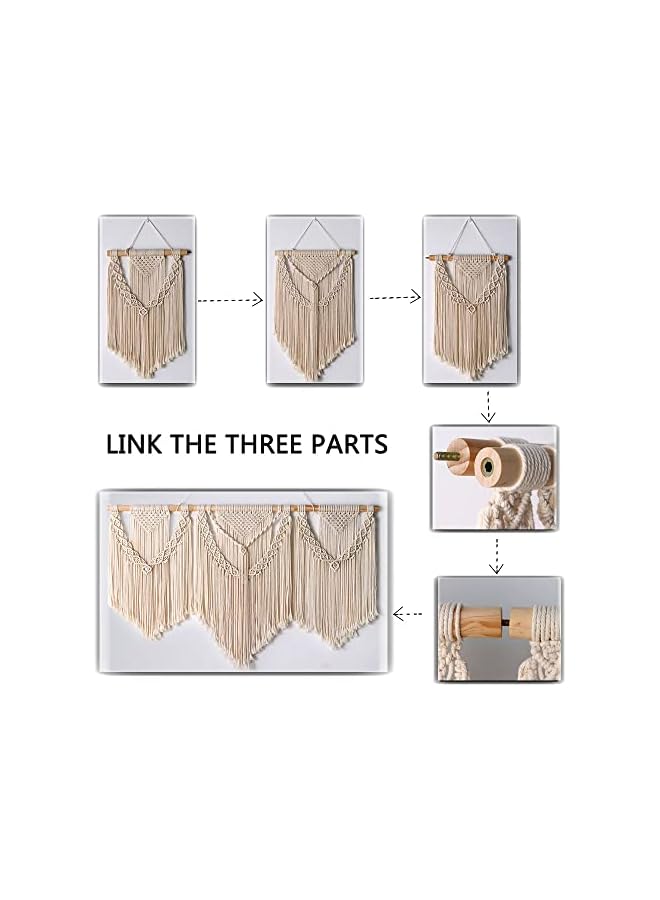 The Bros Large Macrame Wall Hanging Wide Boho Handmade Woven Tapestry Wall Decor for Bedroom Living Room Home Including Hanging Rod 110x82cm - Image 3