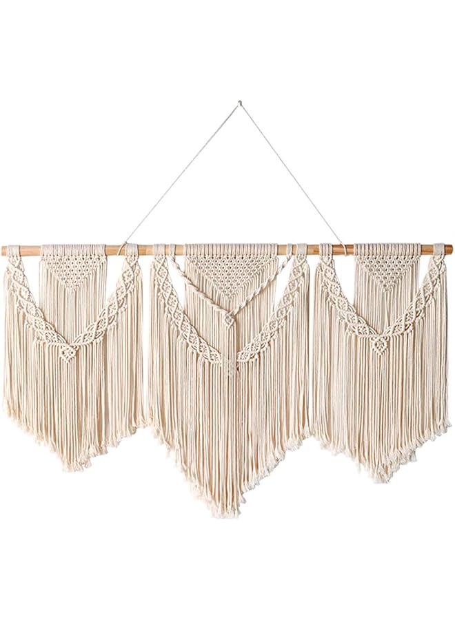 The Bros Large Macrame Wall Hanging Wide Boho Handmade Woven Tapestry Wall Decor for Bedroom Living Room Home Including Hanging Rod 110x82cm - Image 1