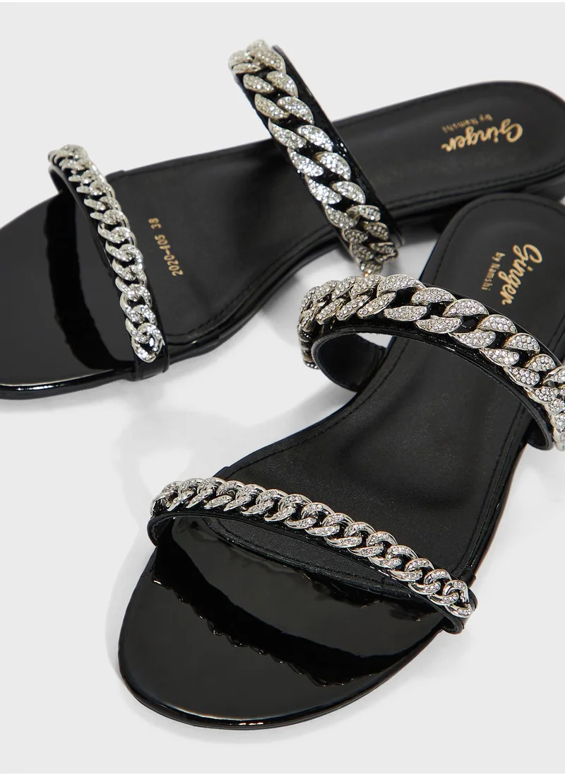 Ginger Chunky Chain Double Strap Sandals