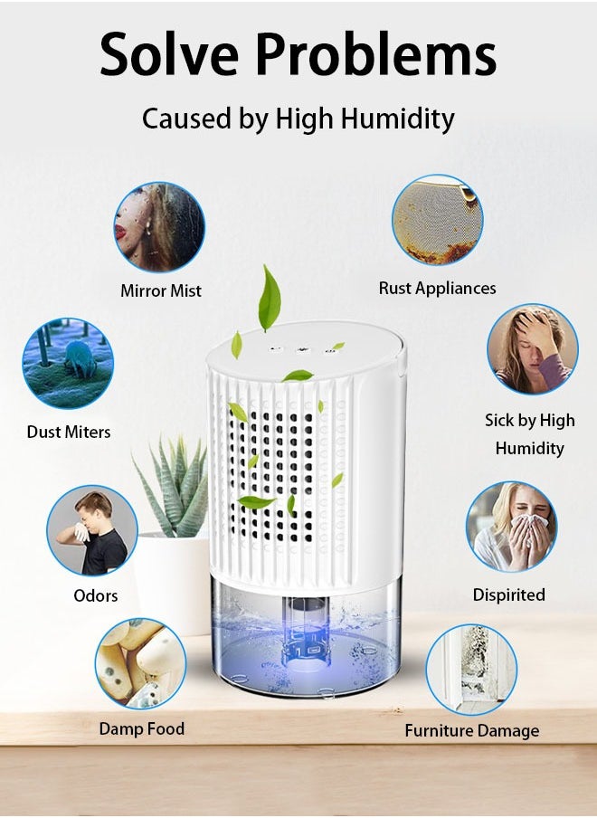 Arabest مزيل الرطوبة، مزيل رطوبة صغير الحجم ومحمول، مزيل رطوبة صغير الحجم ومحمول للطابق السفلي والحمام والجراج وخزانة الملابس والمركبات الترفيهية والغرفة (أبيض)  - Image 3