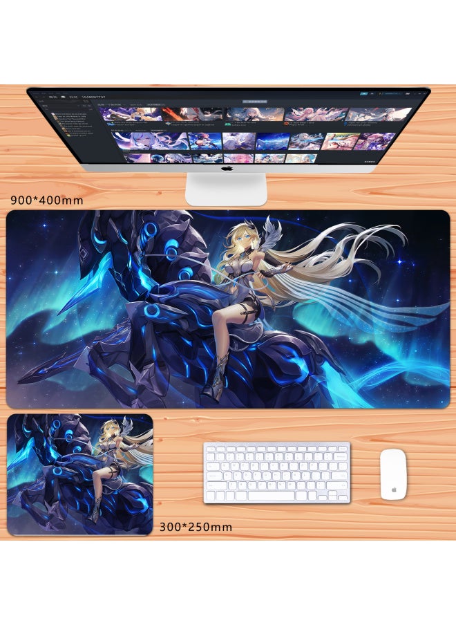 Generic - No Overlock Honkai Impact 3 Mouse Pad Extra Large Animation Kiana Dem Lisa Alicia Two-Dimensional Notebook-Color:60x30cm Thickness 3mm-Pattern:Navy Blue Tianyuan British Ride - Image 1