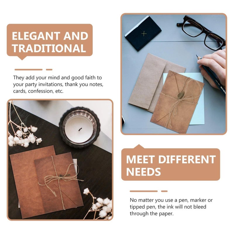 Antique Kraft Paper Letter Writing Set A5 Retro Stationery with Envelopes 3 Pieces Vintage Style for Personal Letters Invitations - Image 4