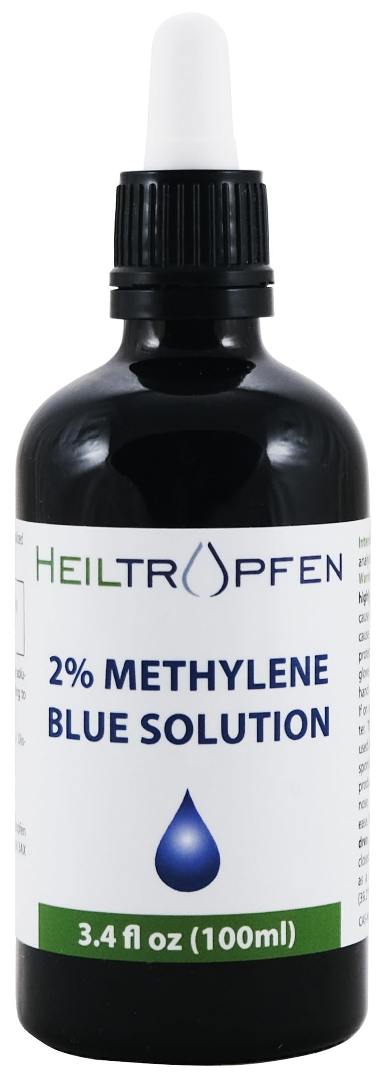 Heiltropfen High-Concentration 2% Methylene Blue Solution 3.4 fl oz (100 ml) | Ultra-High Purity | USP Pharma Grade | Third-Party Tested | Formaldehyde-Free | Glass Bottle | Heiltropfen® - Image 1