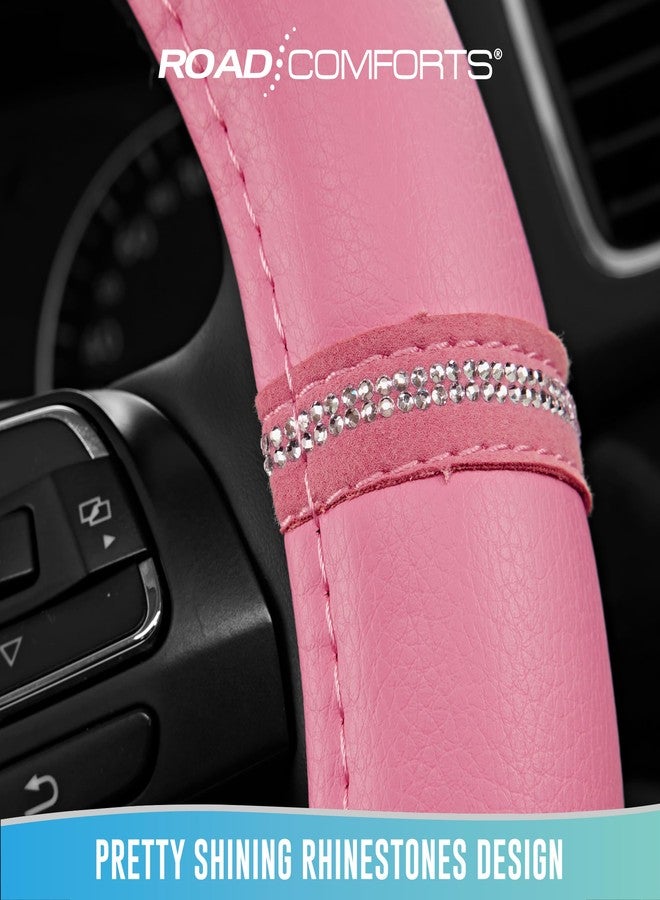 Road Comforts Leopard Steering Wheel Cover - Made with PVC Leather Cheetah Print - Anti-Slip, Universal Fit 14 1/2 inches to 15 inches- All Pink - Image 5