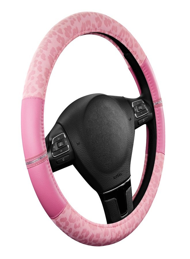 Road Comforts Leopard Steering Wheel Cover - Made with PVC Leather Cheetah Print - Anti-Slip, Universal Fit 14 1/2 inches to 15 inches- All Pink - Image 2