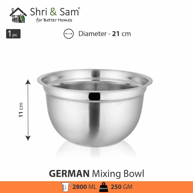 Shri & Sam Shri & Sam Stainless Steel Mixing Bowl, 21cm, Silver  - Image 3