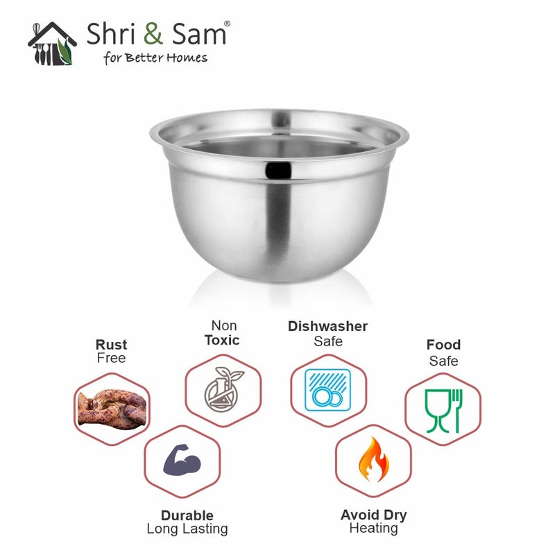 Shri & Sam Shri & Sam Stainless Steel Mixing Bowl, 21cm, Silver  - Image 4