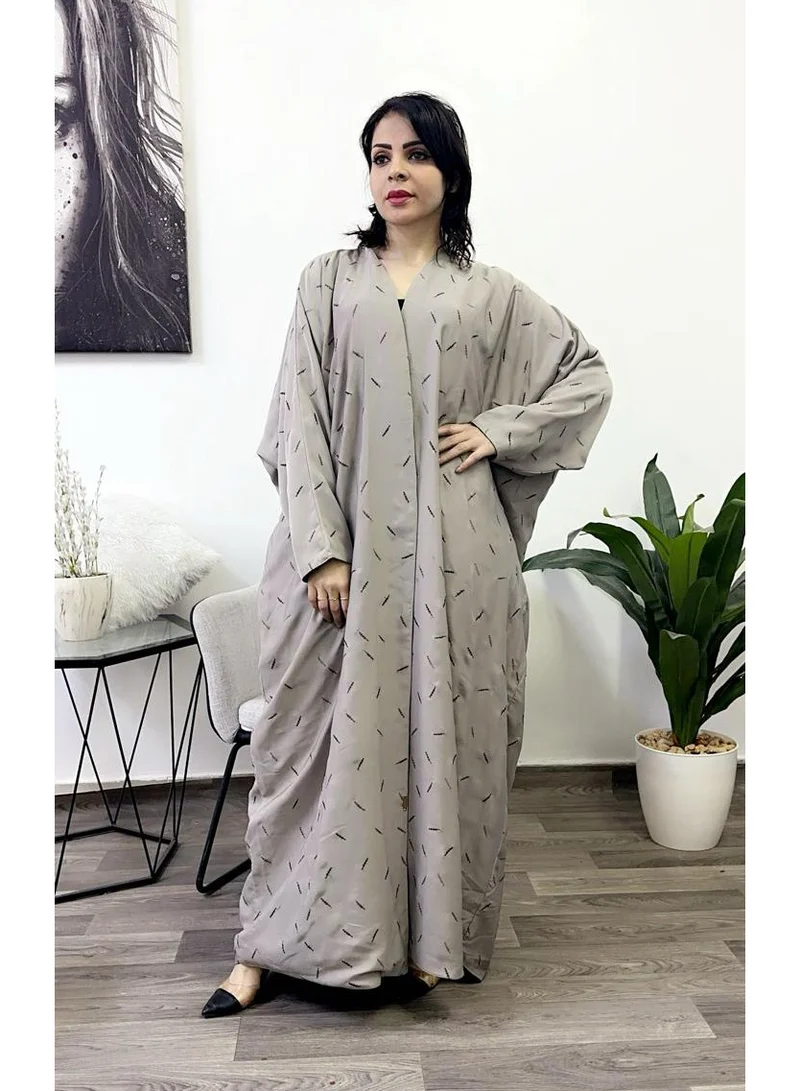 FASHION LINE Abaya Laaf-Neck Full Embroidered Cream