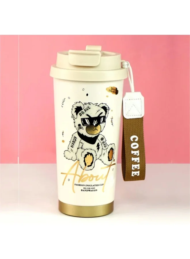 LITTLE SURPRISE BOX White Ted Stainless Steel premium Insulated Detox Infuser Bottle with Tea and Fruit Infuser attachment, 520ml
