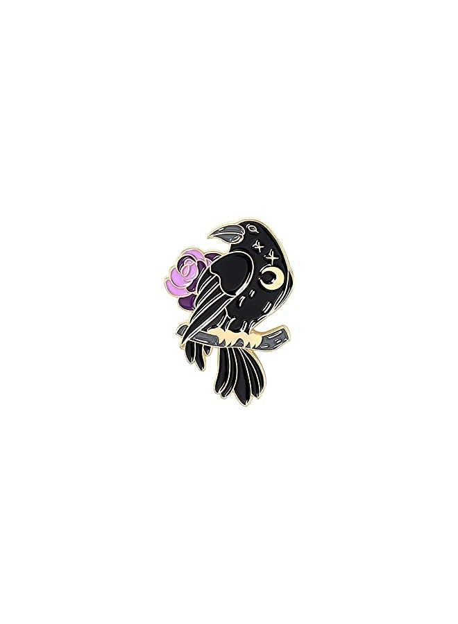 SYOSI SYOSI Black Crow Brooch Pin, Gothic Coat Collar Badge Clothing Bag Accessory for Women Men Girls Boys (3 Pieces)  - Image 5