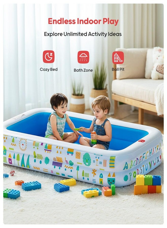 QPAU Kiddie Pool - 65" x 39" Inflatable Pool for Kids & Toddlers, Ball Pit & Baby Pool with Soft Cushioned Floor, Canopy for Sun Protection, Durable Outdoor Play Toys for Backyard & Indoor (Blue) - Image 5