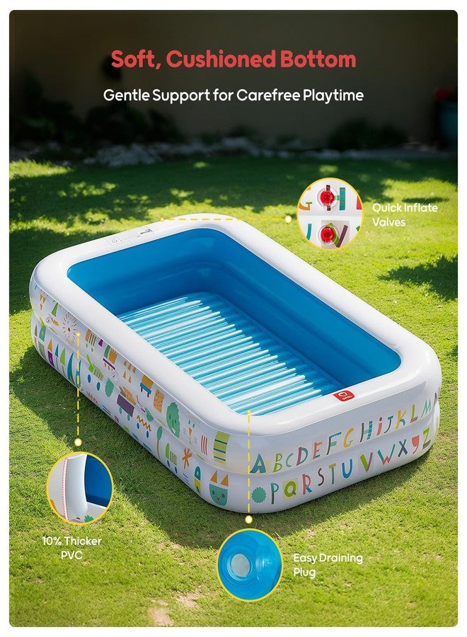 QPAU Kiddie Pool - 65" x 39" Inflatable Pool for Kids & Toddlers, Ball Pit & Baby Pool with Soft Cushioned Floor, Canopy for Sun Protection, Durable Outdoor Play Toys for Backyard & Indoor (Blue) - Image 3