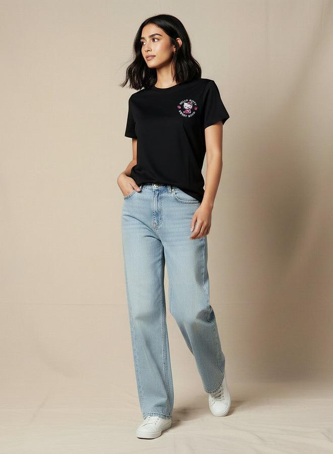 SP Characters Cotton T-shirt with Hello Kitty Embroidery - Image 2