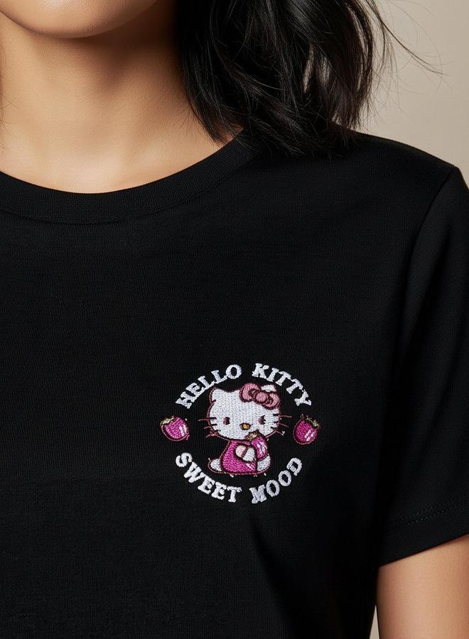 SP Characters Cotton T-shirt with Hello Kitty Embroidery - Image 3