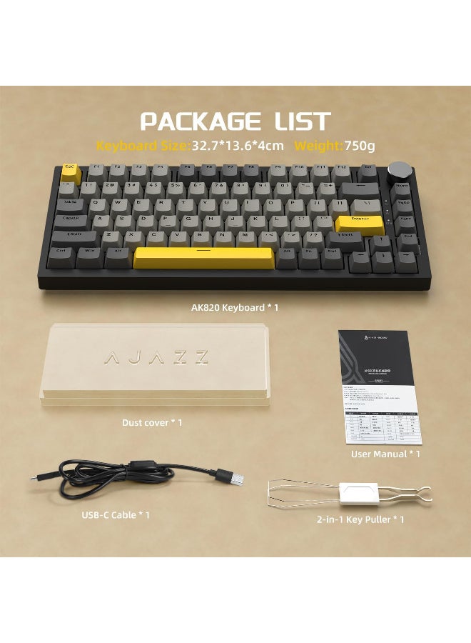 إيه جاز AJAZZ AK820 75% Gasket-mounted Type-C Wired Ajazz Moon Switch Mechanical Keyboard - Image 4
