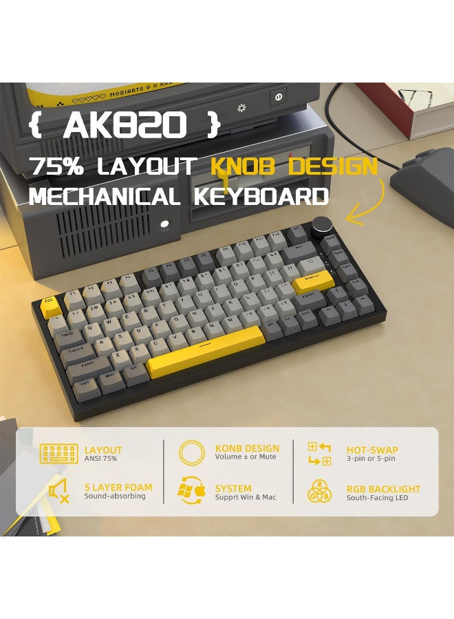 إيه جاز AJAZZ AK820 75% Gasket-mounted Type-C Wired Ajazz Moon Switch Mechanical Keyboard - Image 3