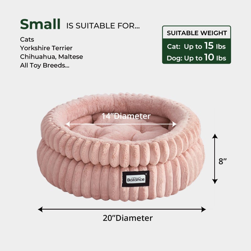 BALANCE Cat Bed Kitten Bed, Washable Round Cat Beds for Indoor Cats,Super Soft Plush Faux Fur Pet Bed for Puppy and Kitten with Anti-Slip Bottom - Image 5