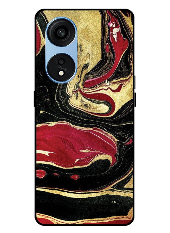 الصيد العين غطاء حماية مطبوع لهاتف Oppo A1 PRO - أحمر وذهبي - Image 1