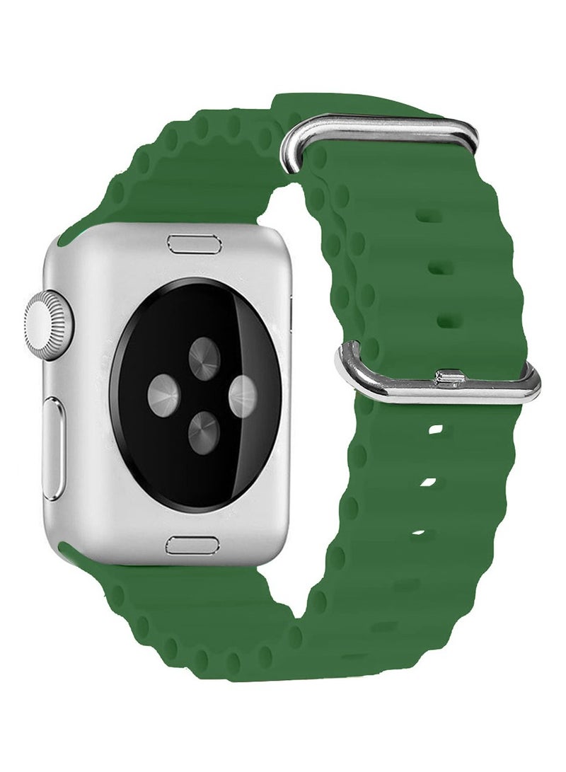 CATANES Soft Silicone Loop Strap for Apple Watch Ocean Band 49mm 45mm 44mm iWatch Series Ultra/8/7/SE/6/5/4/3/2/1 Green - Image 3