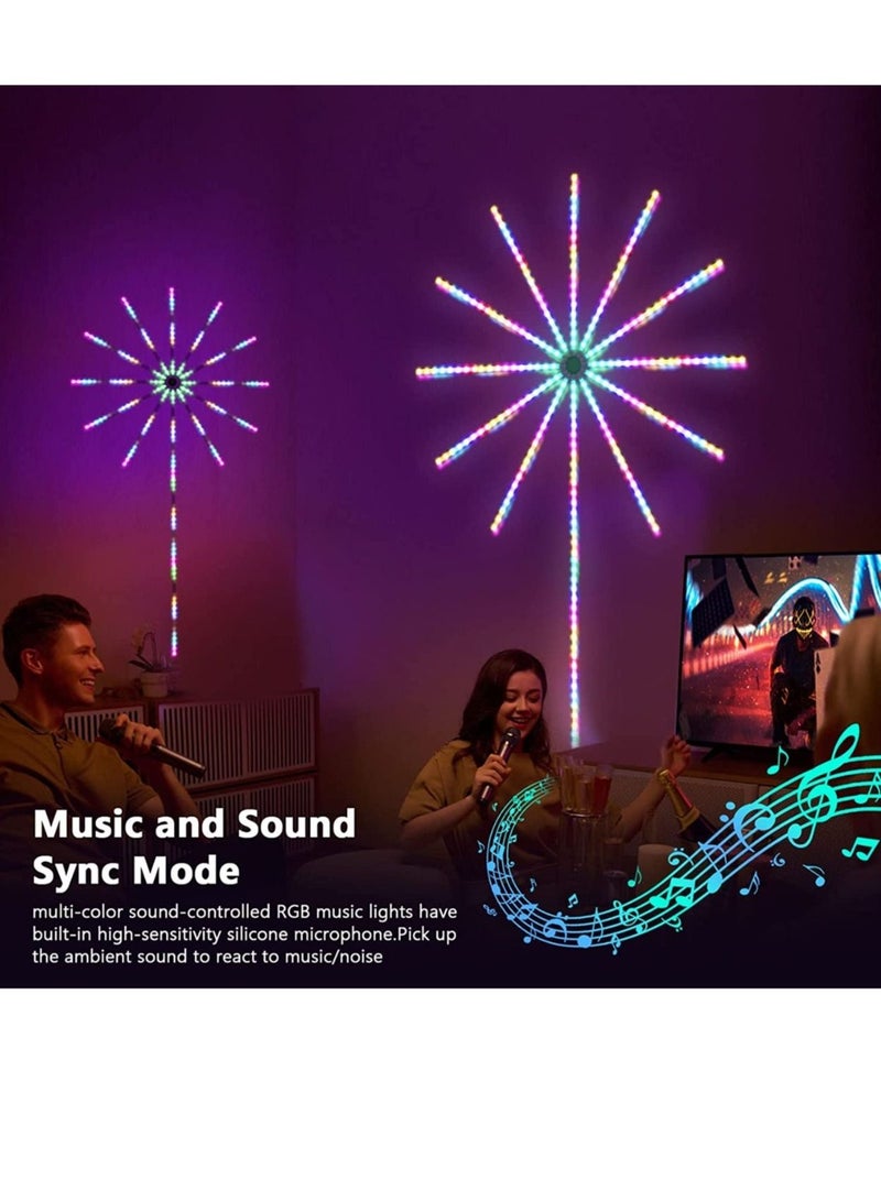 Fireworks irework LED Strip Lights, Fireworks Light Strip with Music Sync Timer Mode, RGB Dream Color Firework Wall Led Lights with Remote and App Control, Timing Function for Home Party Decor - Image 2