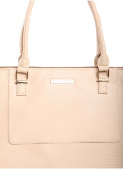 CAPRESE Caprese Fiona Self Design Beige Faux Leather Large Tote Handbag  - Image 2