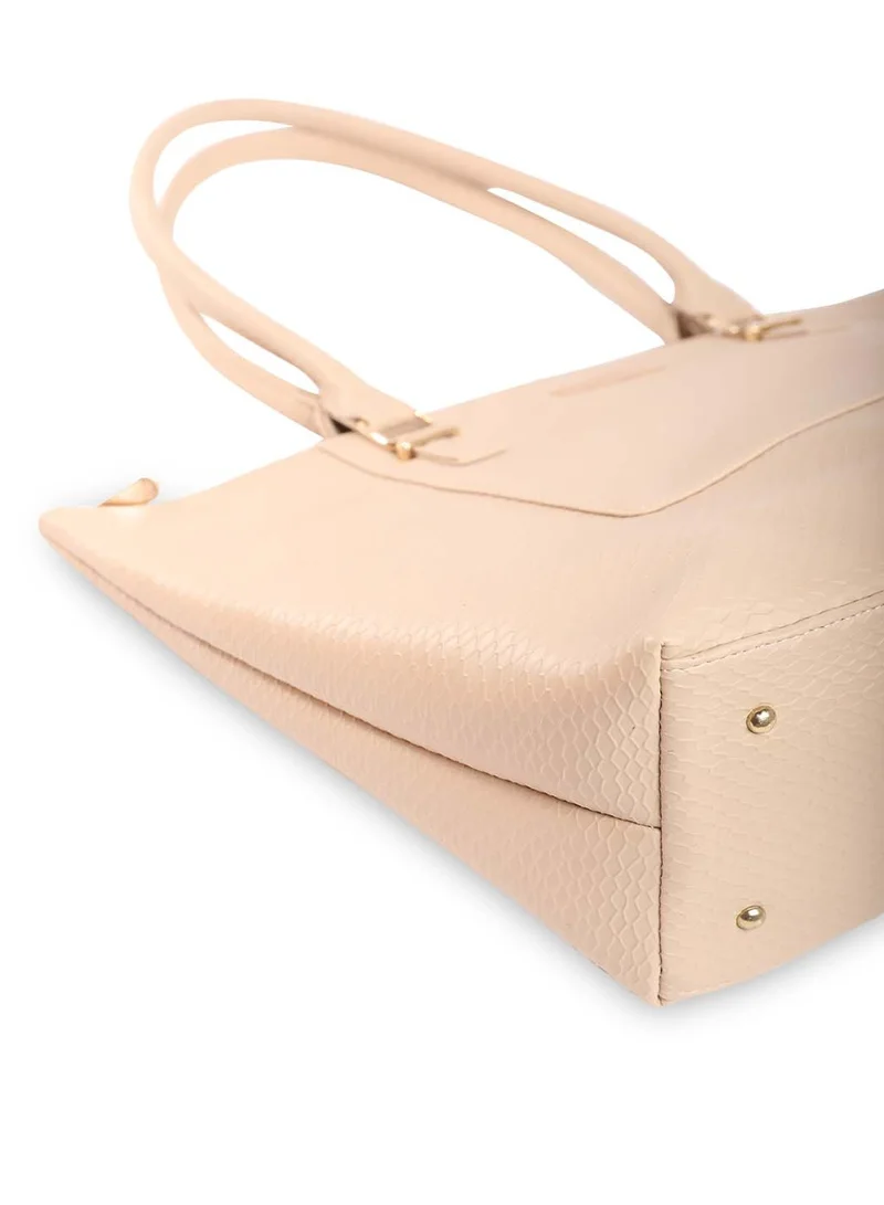 CAPRESE Caprese Fiona Self Design Beige Faux Leather Large Tote Handbag