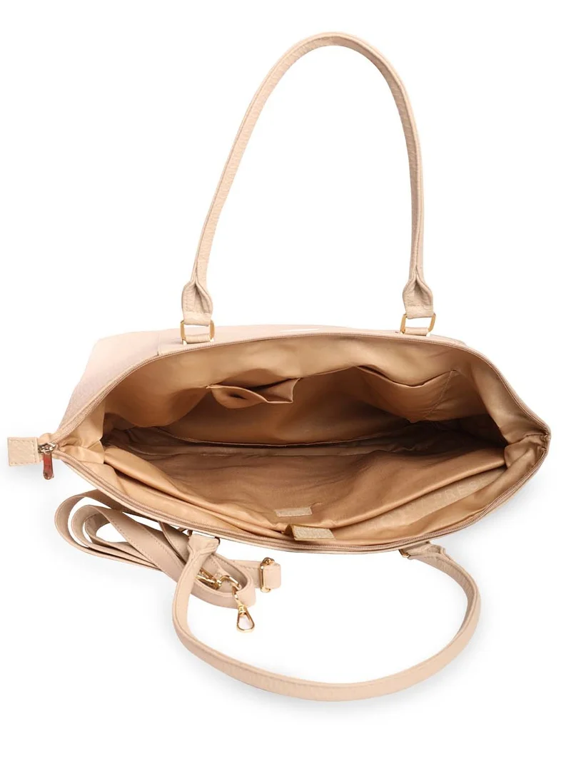 CAPRESE Caprese Fiona Self Design Beige Faux Leather Large Tote Handbag