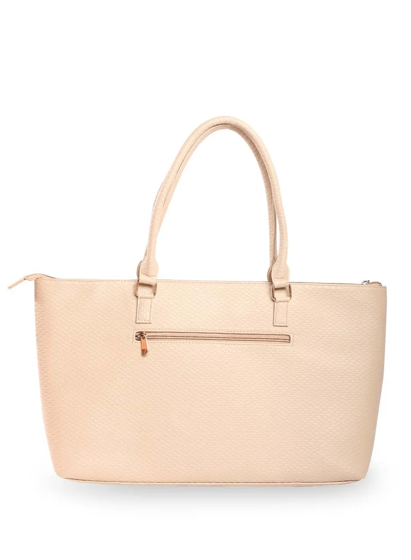CAPRESE Caprese Fiona Self Design Beige Faux Leather Large Tote Handbag