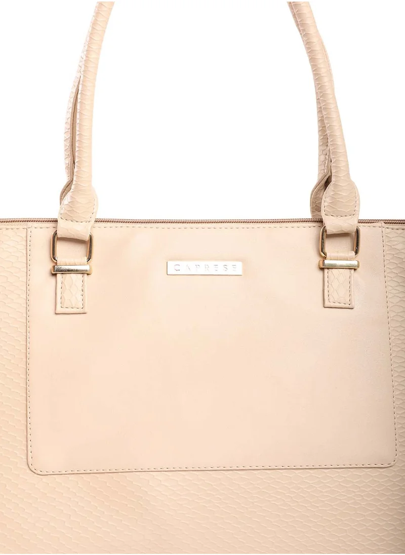 CAPRESE Caprese Fiona Self Design Beige Faux Leather Large Tote Handbag