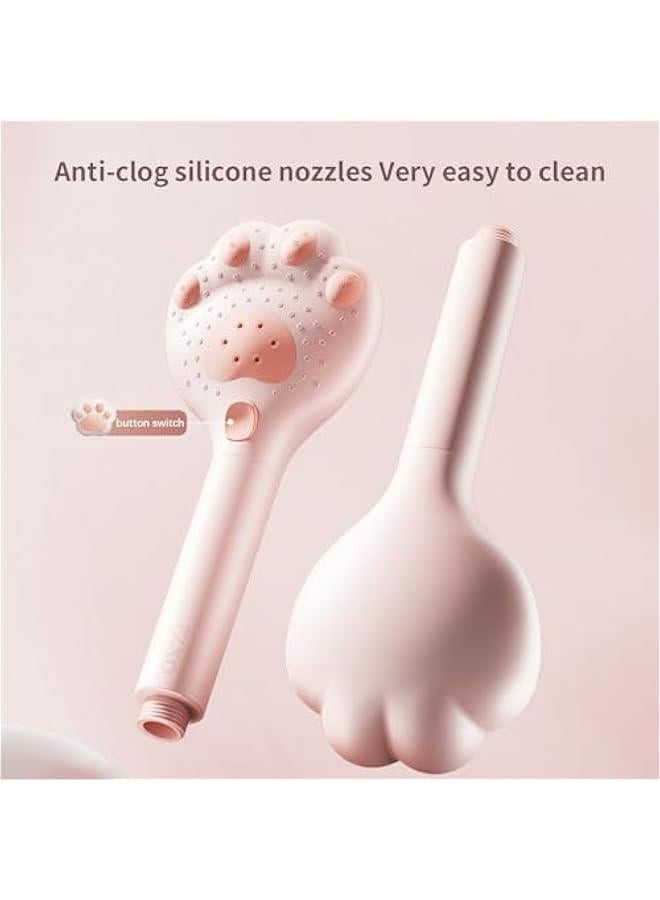 راس دش محمول عالي الضغط، هدايا قطط للنساء محبي القطط، هدايا عيد ميلاد للنساء، راس دش بفلتر مع خرطوم للمياه العسرة، راس دش بتصميم مخلب قطة، 2.5 جالون في الدقيقة، زهري - Image 4