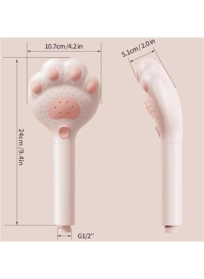 راس دش محمول عالي الضغط، هدايا قطط للنساء محبي القطط، هدايا عيد ميلاد للنساء، راس دش بفلتر مع خرطوم للمياه العسرة، راس دش بتصميم مخلب قطة، 2.5 جالون في الدقيقة، زهري - Image 5