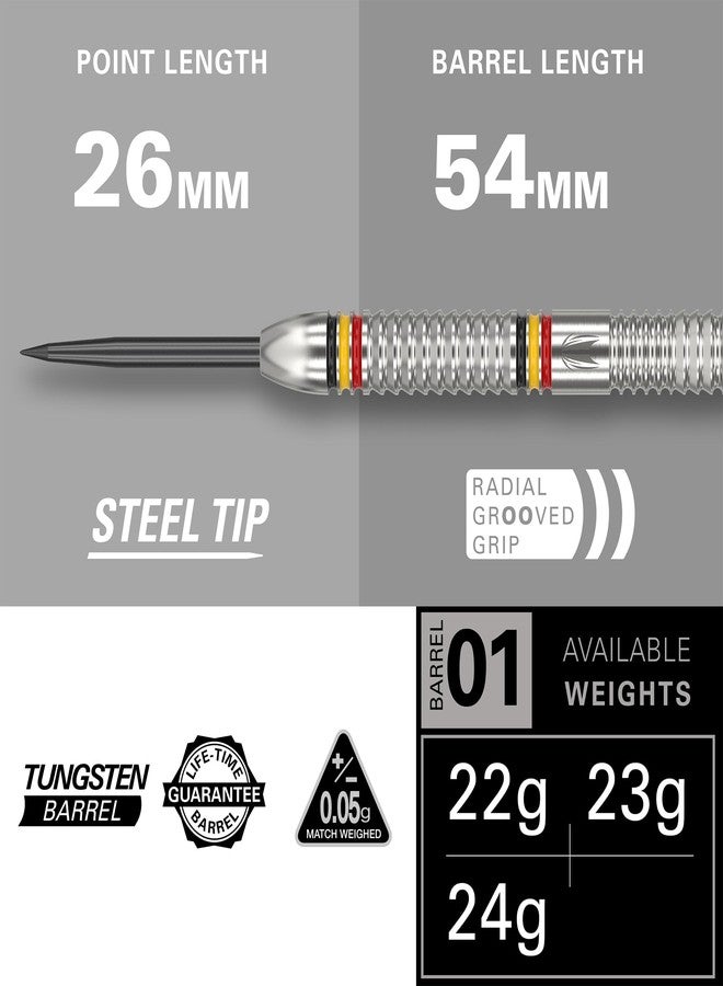 Target Darts Dimitri van den Bergh Dimi 23G 80% Tungsten Steel Tip Darts Set - 9 Pro Grip Shafts - 9 Pro Ultra Flights - Dart Wallet Bundle - Image 3