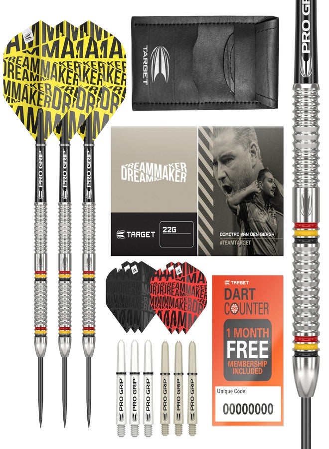 Target Darts Dimitri van den Bergh Dimi 23G 80% Tungsten Steel Tip Darts Set - 9 Pro Grip Shafts - 9 Pro Ultra Flights - Dart Wallet Bundle - Image 1