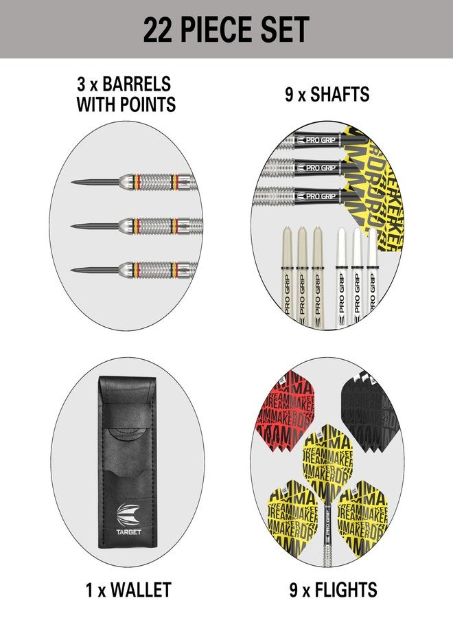Target Darts Dimitri van den Bergh Dimi 23G 80% Tungsten Steel Tip Darts Set - 9 Pro Grip Shafts - 9 Pro Ultra Flights - Dart Wallet Bundle - Image 5