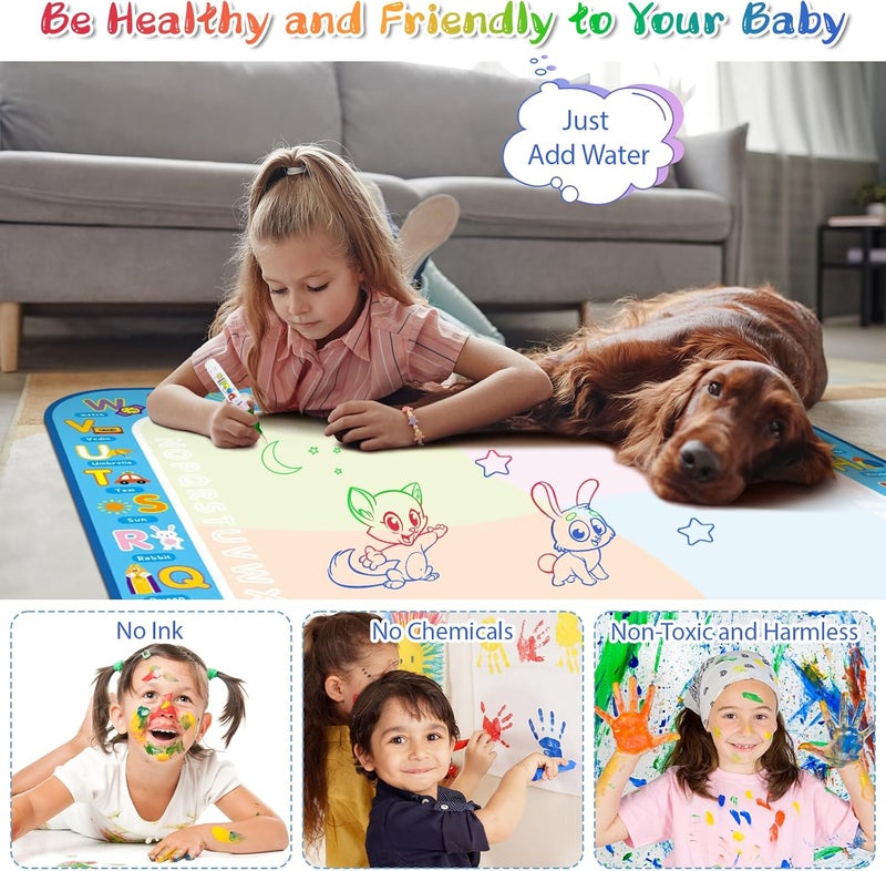 BlissfulBlend Water Doodle Mat Kids Mess Free Coloring Doodle Mat Toddlers Educational Toys for 3 4 5 6 7 8 Years Old with Magic Pens 2025 Educational Toys Birthday - Image 4