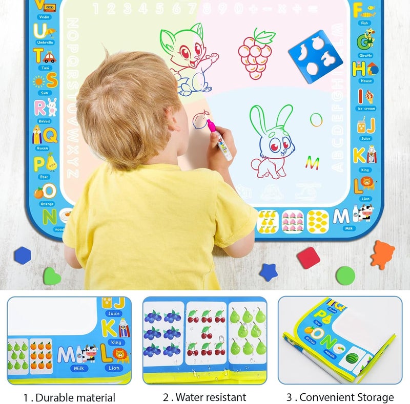 BlissfulBlend Water Doodle Mat Kids Mess Free Coloring Doodle Mat Toddlers Educational Toys for 3 4 5 6 7 8 Years Old with Magic Pens 2025 Educational Toys Birthday - Image 5