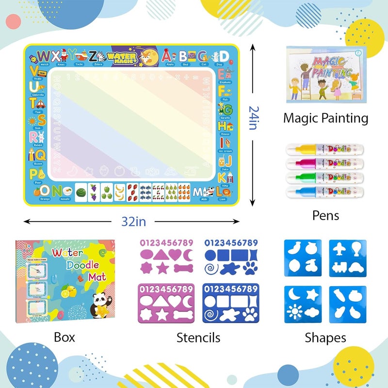 BlissfulBlend Water Doodle Mat Kids Mess Free Coloring Doodle Mat Toddlers Educational Toys for 3 4 5 6 7 8 Years Old with Magic Pens 2025 Educational Toys Birthday - Image 2