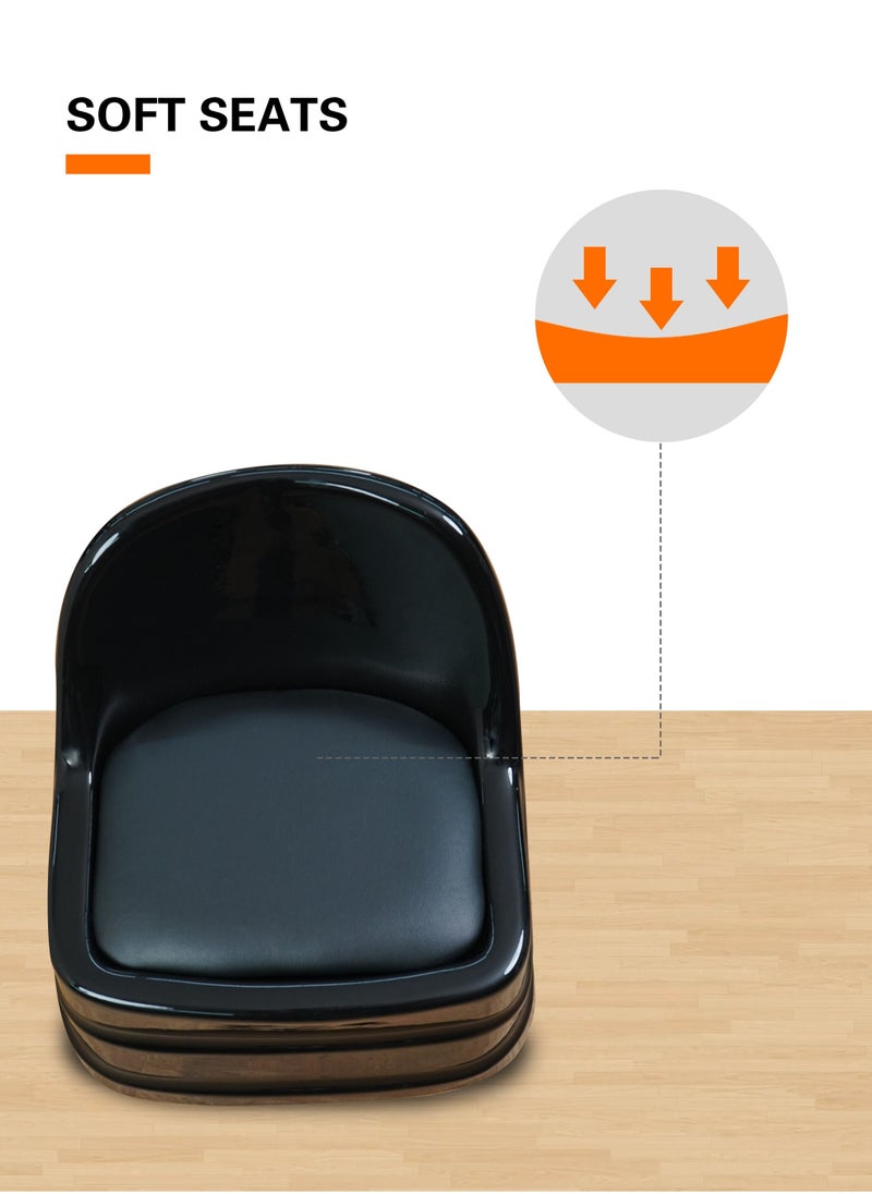 Meishida - Pedicure Stool Chair Heavy-Duty Rolling Chair with Back Rest for Salon (Black) - Image 1