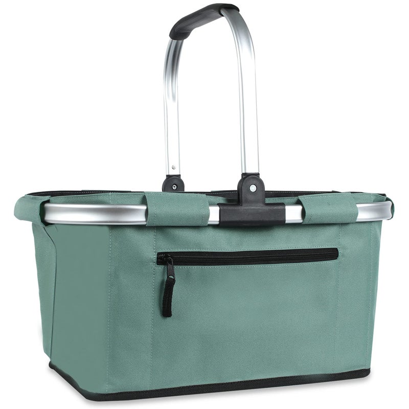 SIYUAN Picnic Basket SIYUAN Shopping Basket with Handle 22L Collapsible Grocery Basket Portable Folding Basket for Marketing Picnic Reuasble Laundry Basket for Travel Green - Image 2