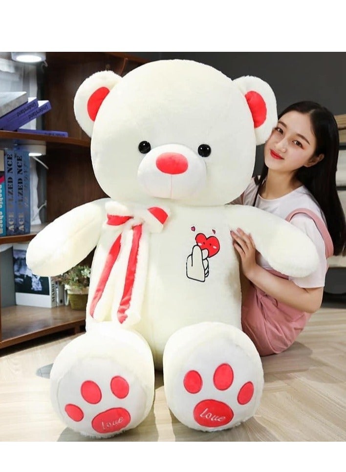 UNIVERSAL TOYS 63-Inch Giant White Teddy Bear with Korean Heart Print – Pure Love & Warm Hugs | Adorable Oversized Plush Gift for Kids & Adults | Perfect for Birthdays, Anniversaries & Special Moments 