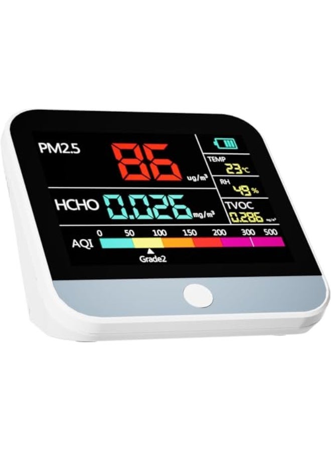 Professional 13 in 1 Air Quality Monitor Indoor, PM2.5/PM1/PM10/Temperature/Formaldehyde/Humidity/TVOC and 6AQI with Alert Buzzers, Portable & Easy to Use for Home Car Office School Air Quality Tester - Image 1