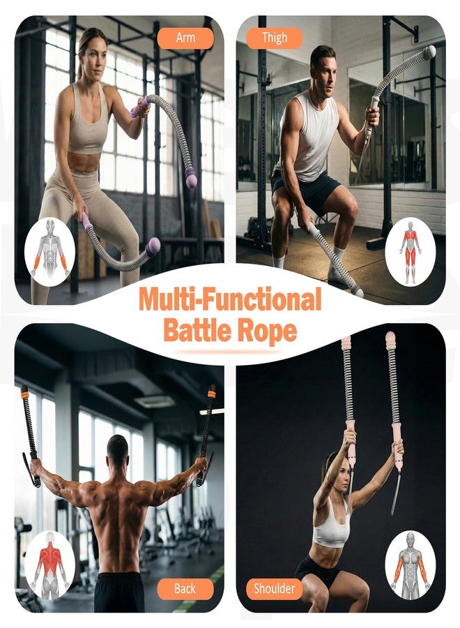 FAPAI Adjustable Ropeless Battle Ropes for Home Gym for Men & Women, Portable Cordless Battle Ropes, Quiet Exercise Rope with Variable Resistance, Strength & Low-Impact Cardio for HIIT (Pink) - Image 4