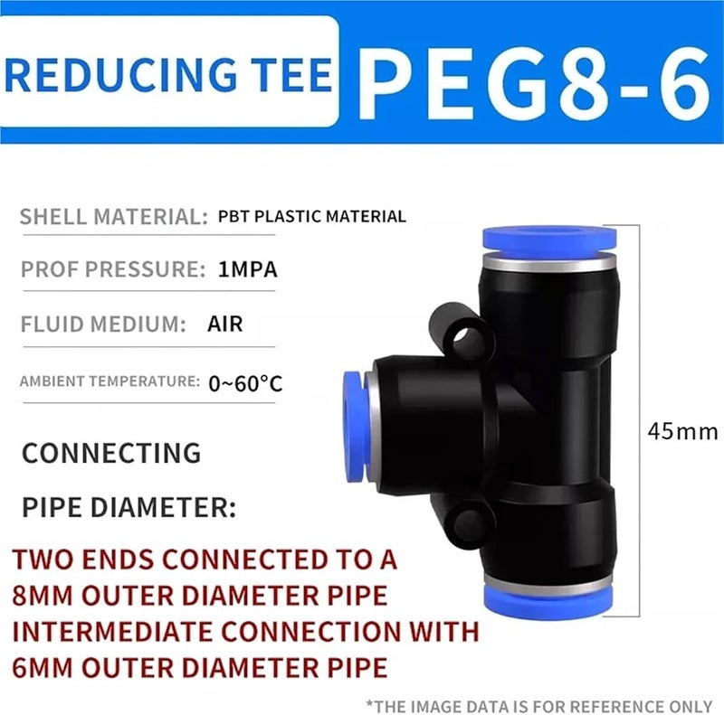 PEC8 6 وصلات هوائية سريعة التوصيل قابلة للدفع للاتصال بأنابيب بلاستيكية وخراطيم المياه - Image 3