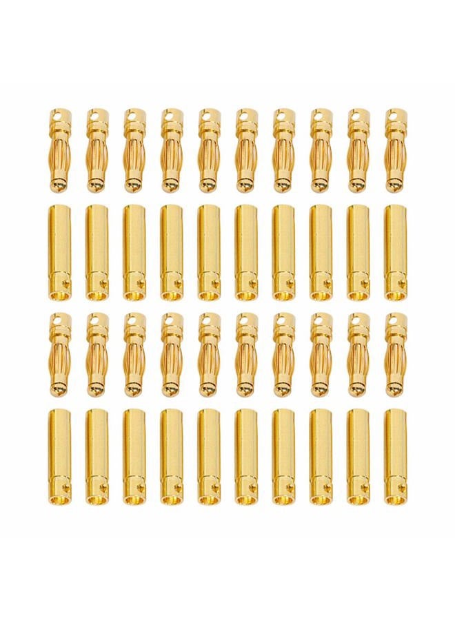 FLY RC 20 Pairs 4mm Gold Bullet Banana Connector Plug for RC Lipo Battery - Image 1