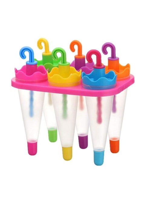 GETZET Umbrella Shape Ice Candy Maker Popsicle Molds Tray Candy Colorful Stick Set of 6 Pcs Kulfi Frozen Stick Organizer for Home Kitchen Multicolor
