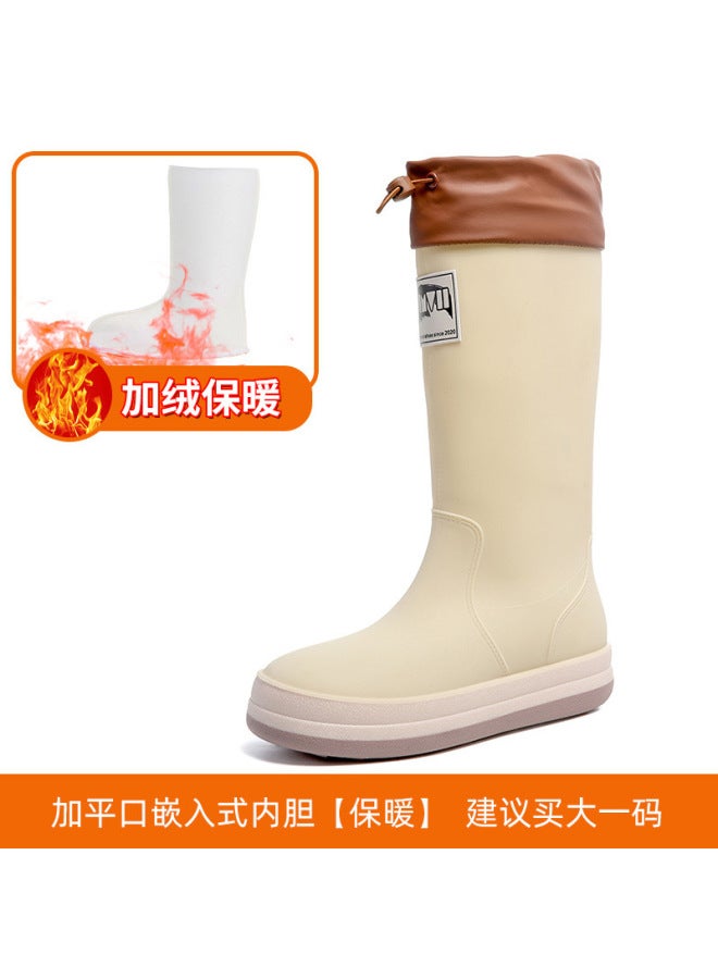 Parent-child High-top Rain Boots For Men And Women, Fashionable Fishing Shoes, Non-slip Waterproof Shoes, Couple Work Rubber Shoes, Warm Children's Rain Boots