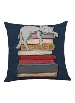 NIBEMINENT Cat Printed Cushion Cover Blue/Grey/Red 15x15x3cm 